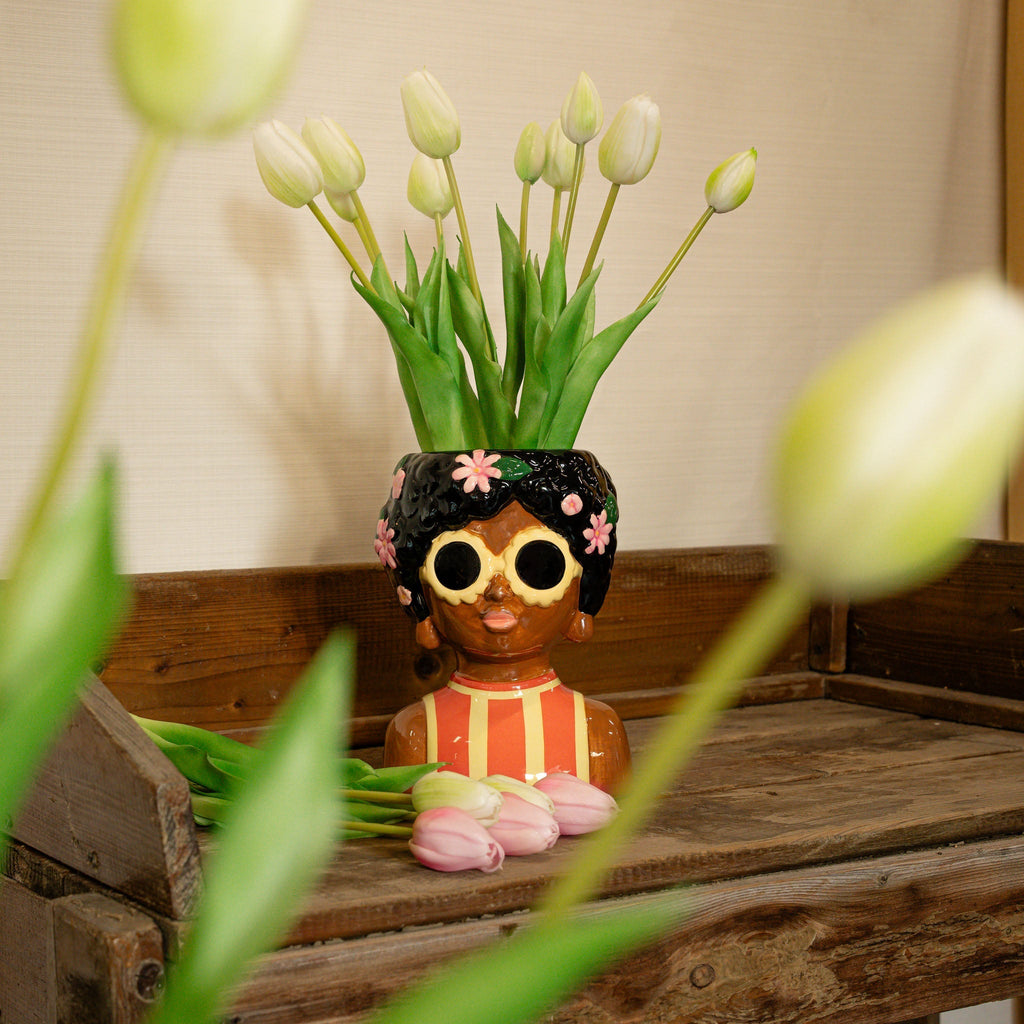 Tulip Bouquet – 10 Pieces – Mixed Colours – ‘Real Touch’ Artificial Tulips – 42 Cm (White/Green)