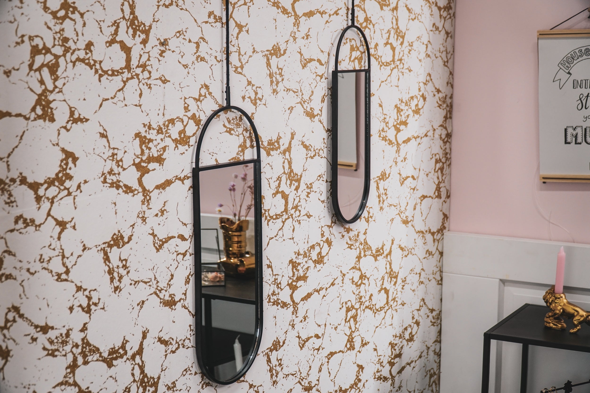 Spiegelset van 2 – Wandspiegels met Metaal & Touw