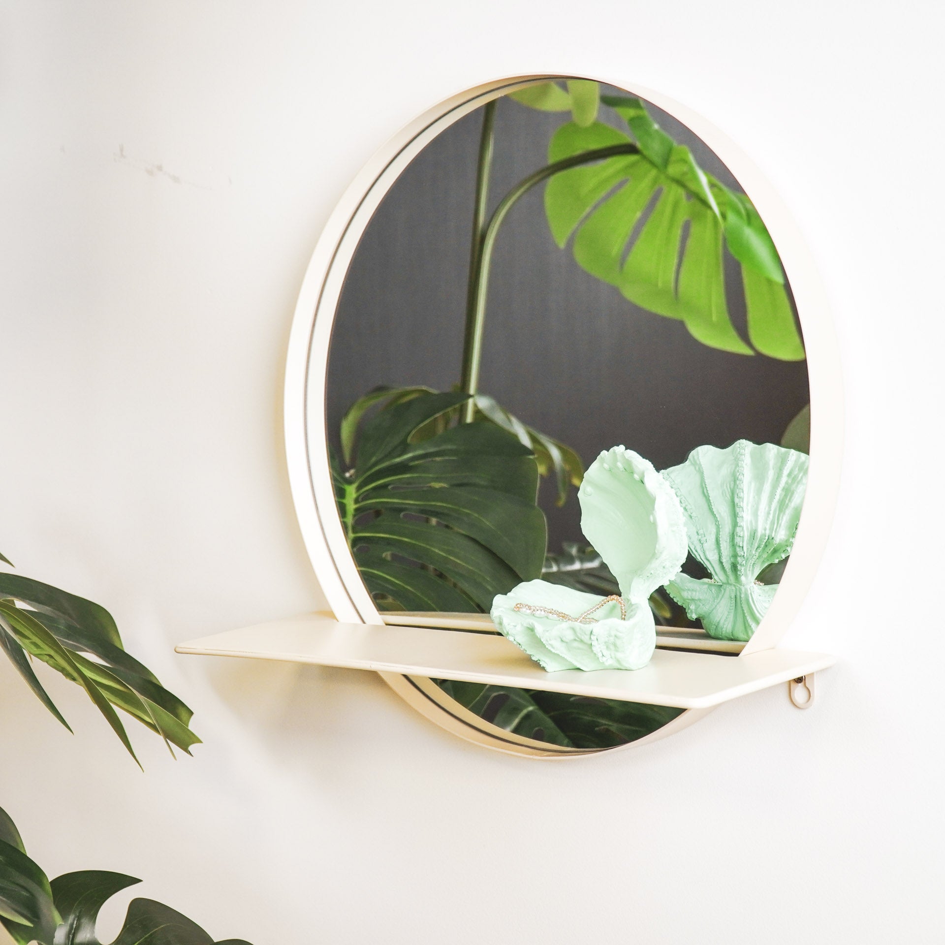 Spiegel – Rond – Metaal – Met Plank