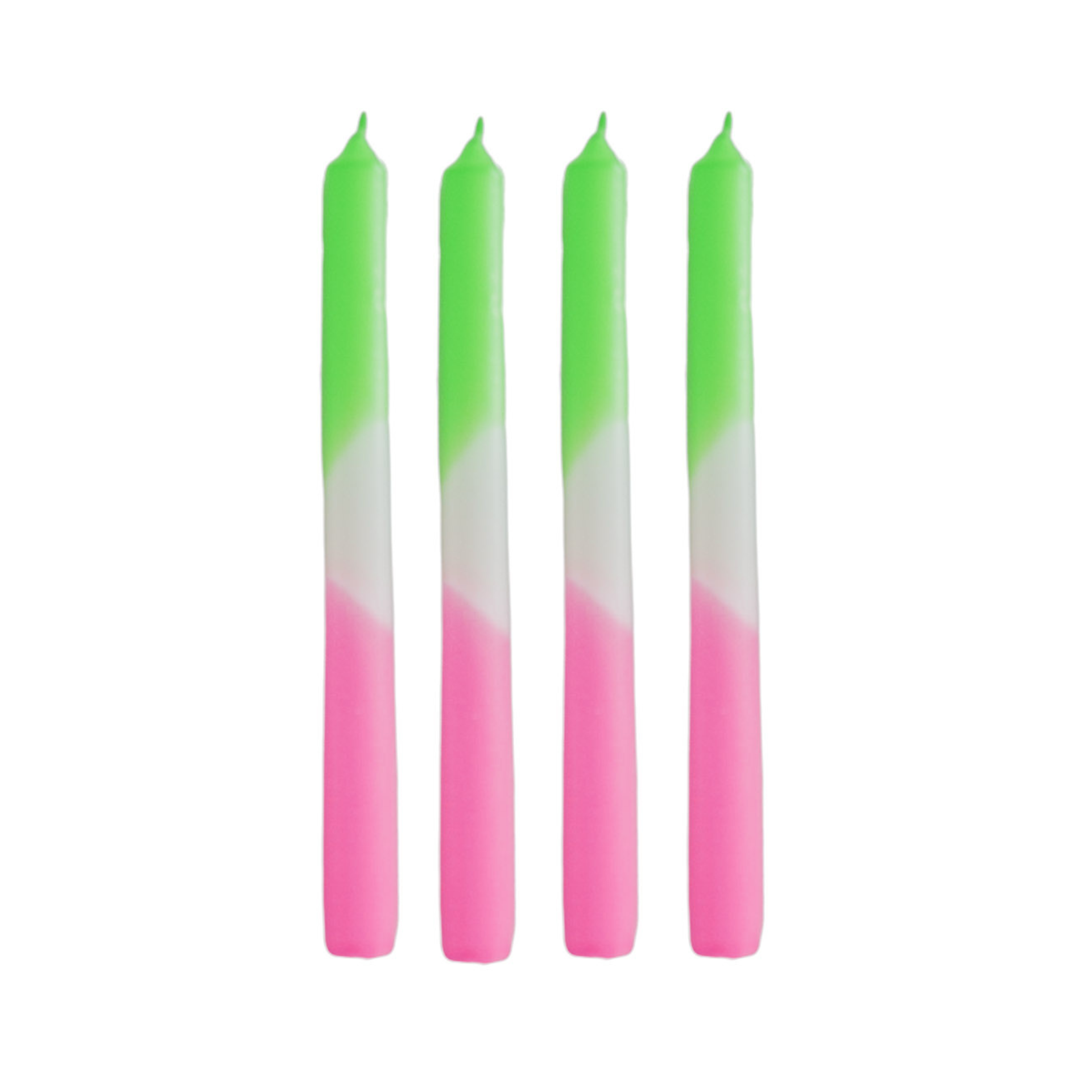Dip Dye Kaarsen – Groen/Wit/Roze – Set van 4