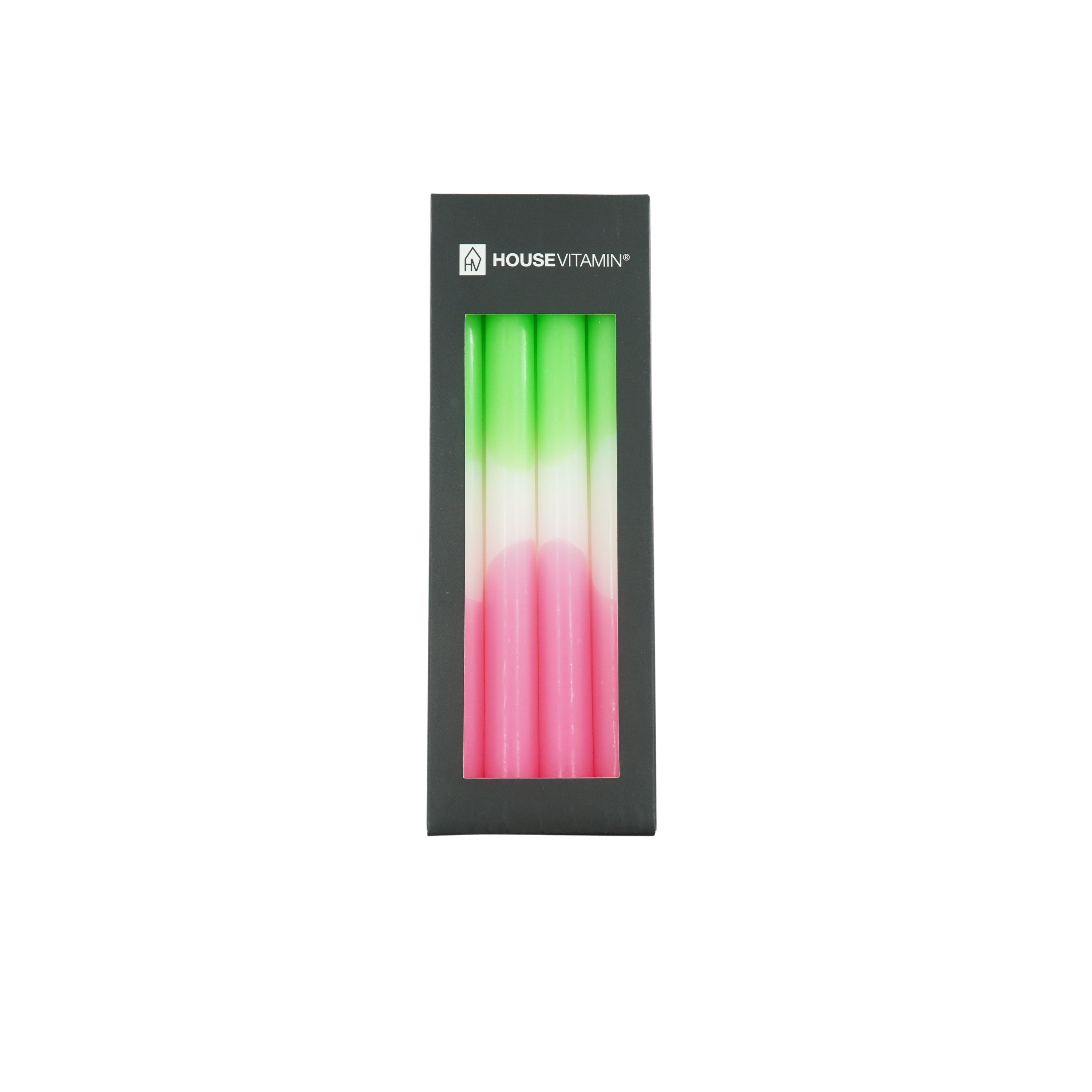 Dip Dye Kaarsen – Groen/Wit/Roze – Set van 4