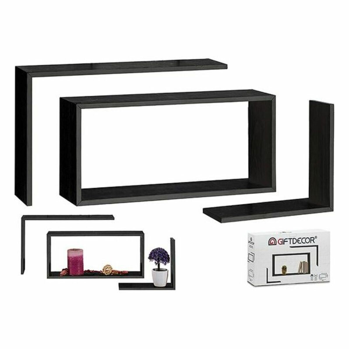 Wandplanken Set – 3 stuks – Zwart