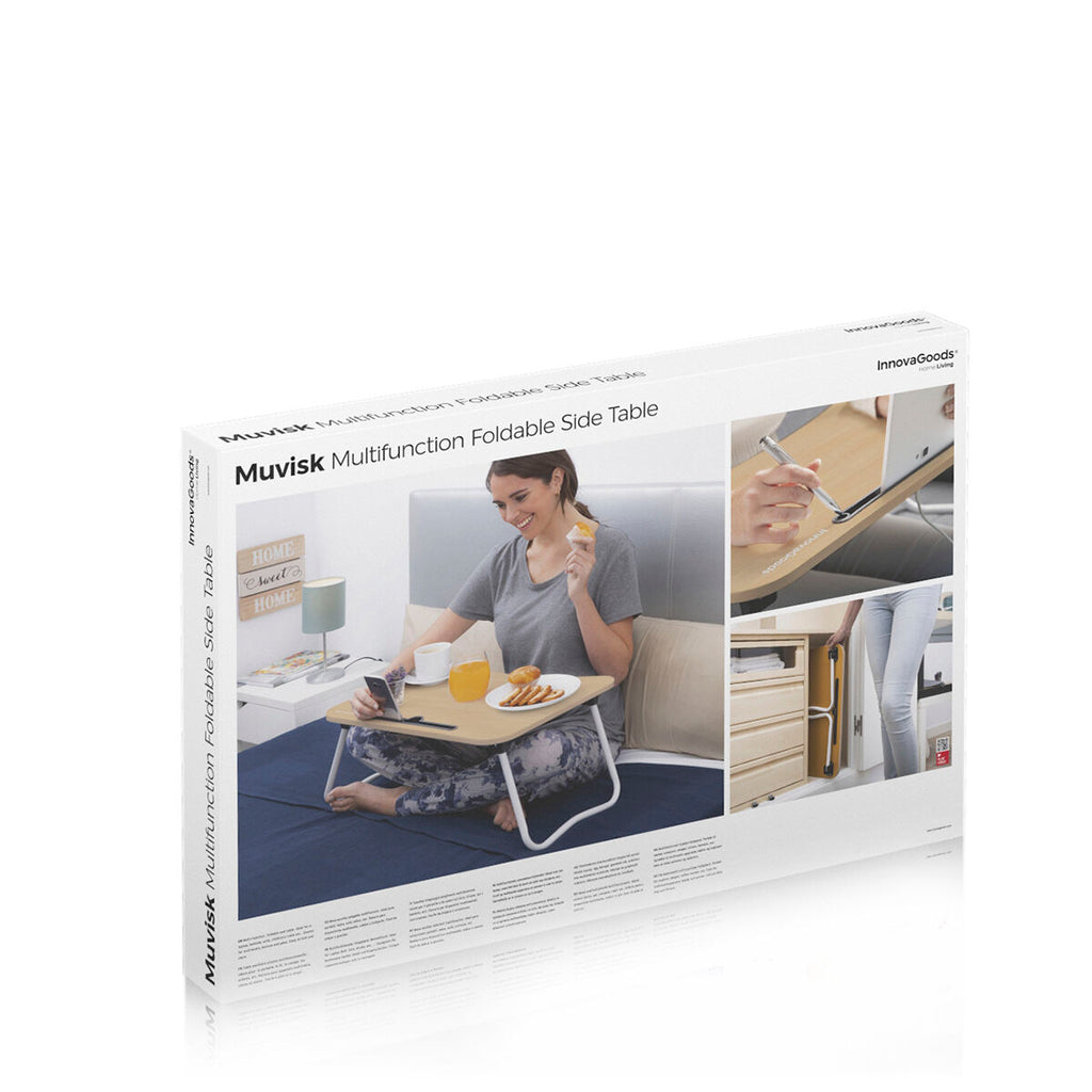 Opklapbare Multifunctionele Bijzettafel – Hout & Metaal